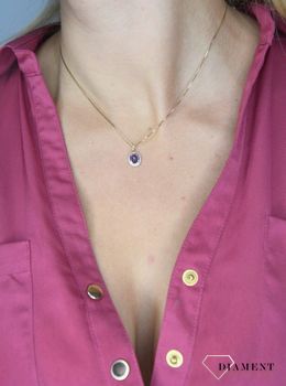 Złota zawieszka 585 DIAMENT ametyst, diamenty 60027177 HSI. Zawieszka DIAMENT złoto, ametyst i diamenty Arenart 60027177 wykonana ze złota próby 585. Zawieszka ze złota próby 585 z ametystem i diamentami  (3).JPG